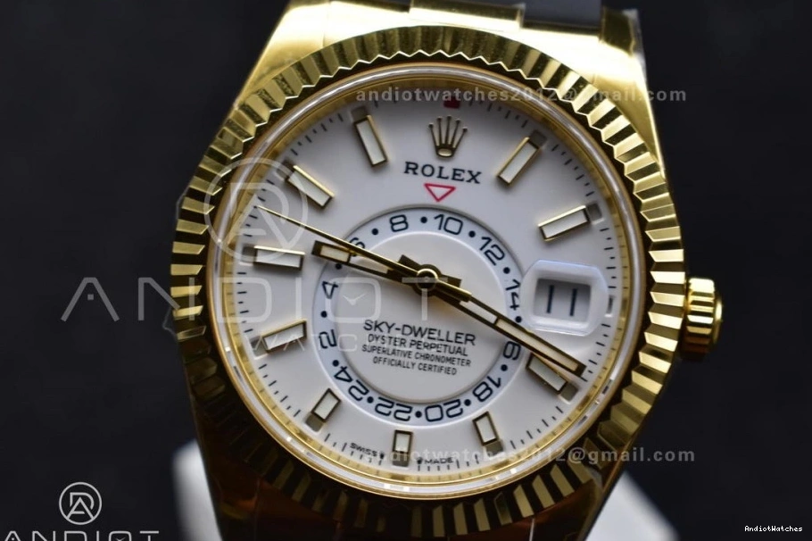 1100 1:1 YG Functional Best on A23J Strap 336238 Oysterflex White (Gain Sky-Dweller ZF Edition Dial Weight) 0106